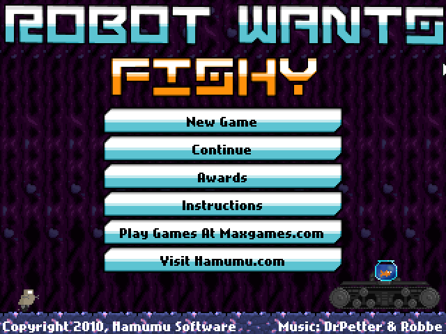 Robot Wants Fishy (Browser) screenshot: Title screen