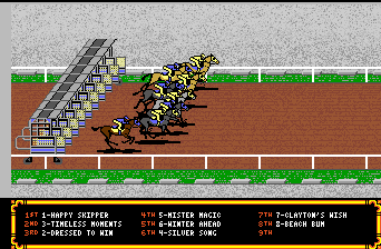 Omni-Play Horse Racing (Amiga) screenshot: The race begins!
