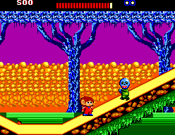 Alex Kidd: The Lost Stars (SEGA Master System) screenshot: Bluehead says "hello"