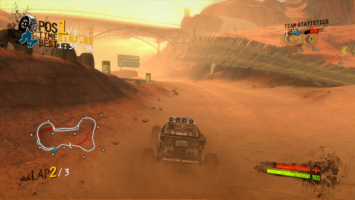 Harms Way (Xbox 360) screenshot: A sandstorm hit the racing course