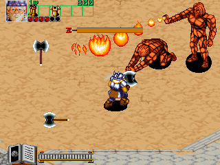 Wizard Fire (Arcade) screenshot: Two stone fire giants