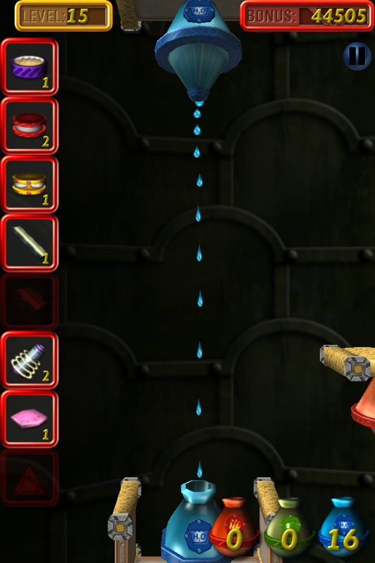 Enigmo (iPhone) screenshot: Water dripping