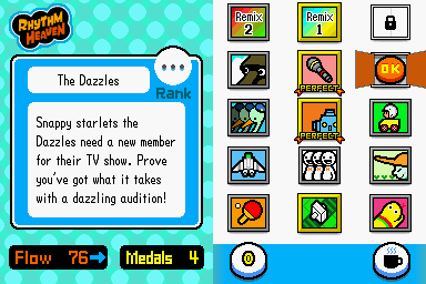 Rhythm Heaven (Nintendo DS) screenshot: Main game menu