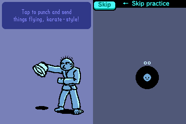 Rhythm Heaven (Nintendo DS) screenshot: Karate Man tutorial