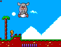 Toto World 3 (SEGA Master System) screenshot: First boss battle: giant elephant
