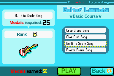 Rhythm Heaven (Nintendo DS) screenshot: Guitar lessons menu