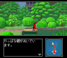 Yamamura Misa Suspense: Kinsenka Kyō Ezara Satsujin Jiken (TurboGrafx CD) screenshot: You can even play with fish...