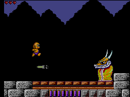 Toto World 3 (SEGA Master System) screenshot: Jump over projectiles sent by this boss