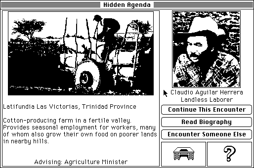 Hidden Agenda (Macintosh) screenshot: An encounter