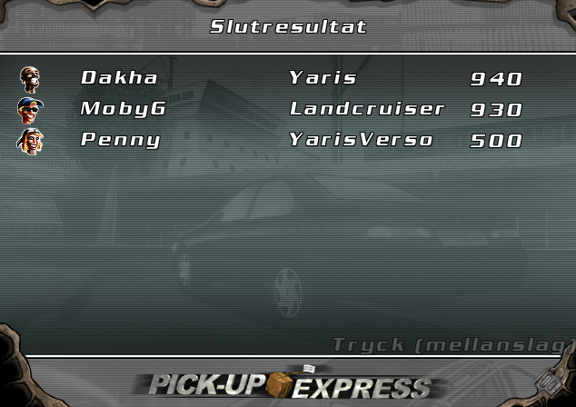 Pickup Express (Windows) screenshot: Final score for this race.