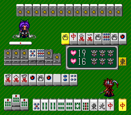 Princess Quest: Mahjong Sword (TurboGrafx CD) screenshot: Hmm, a GANG combination is certainly nice...