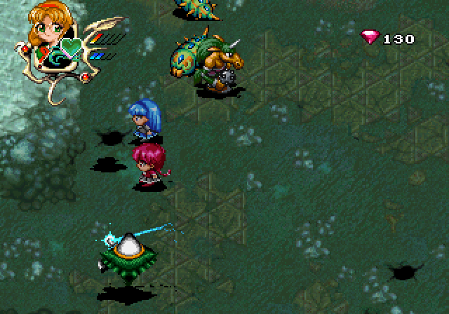 Magic Knight Rayearth (SEGA Saturn) screenshot: Cave dungeon. I'm hit from all sides