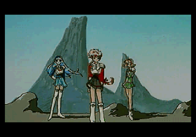 Magic Knight Rayearth (SEGA Saturn) screenshot: Introducing the three heroines