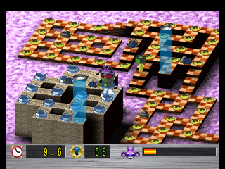 Gubble (PlayStation) screenshot: The levels become more complicated and maze-like further into the game.