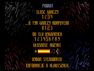 Mega Blast (DOS) screenshot: Options
