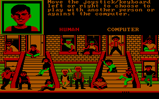 Street Sports Baseball (DOS) screenshot: Select another person or computer