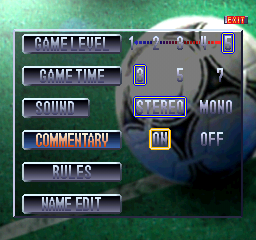 International Superstar Soccer Deluxe (PlayStation) screenshot: Options.