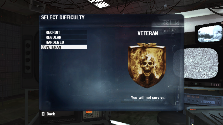 Call of Duty: Black Ops (Wii) screenshot: Choosing Difficulty