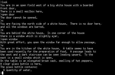 Zork (Mainframe) screenshot: Searching the house