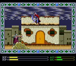 Exile (TurboGrafx CD) screenshot: Crusader-occupied Middle East. Trying to jump over archers