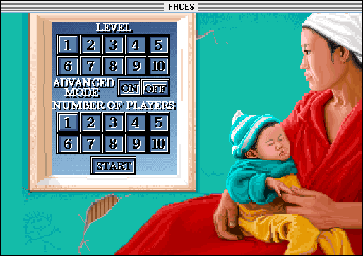 Faces ...tris III (Macintosh) screenshot: Level selection screen (Color)