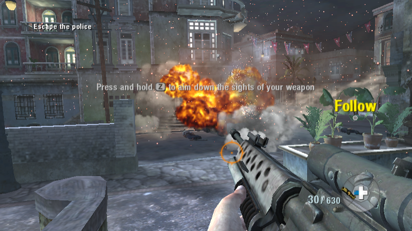 Call of Duty: Black Ops (Wii) screenshot: Cops are no match for grenades