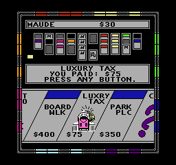 Screenshot of Monopoly (NES, 1991) - MobyGames