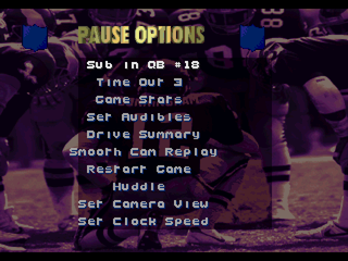 NFL Quarterback Club (SEGA 32X) screenshot: Pause Options
