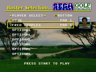 Golf Magazine presents 36 Great Holes starring Fred Couples (SEGA 32X) screenshot: Roster Selection