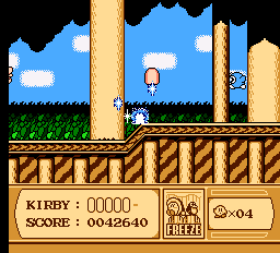 Kirby's Adventure (NES) screenshot: freeze