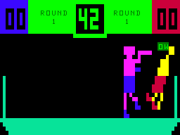 Boxing (APF MP1000/Imagination Machine) screenshot: Punching the opponent