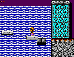 Toto World 3 (SEGA Master System) screenshot: Collapsing platforms and a waterfall