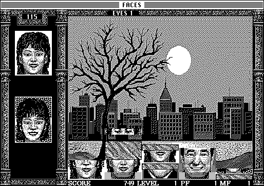 Faces ...tris III (Macintosh) screenshot: Making faces (B&W)