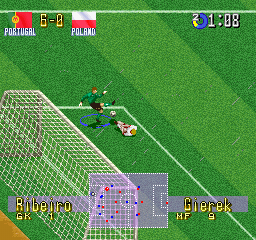 International Superstar Soccer Deluxe (PlayStation) screenshot: Polish is injured. Don't care.