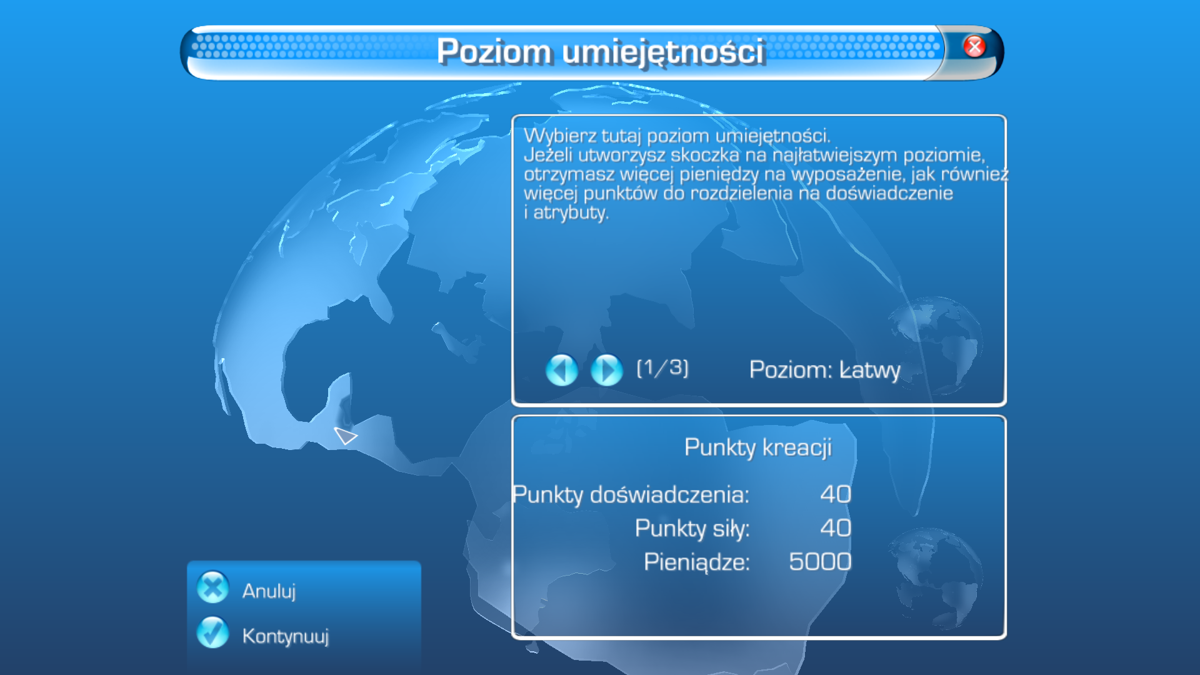 RTL Ski Jumping 2007 (Windows) screenshot: Skill level