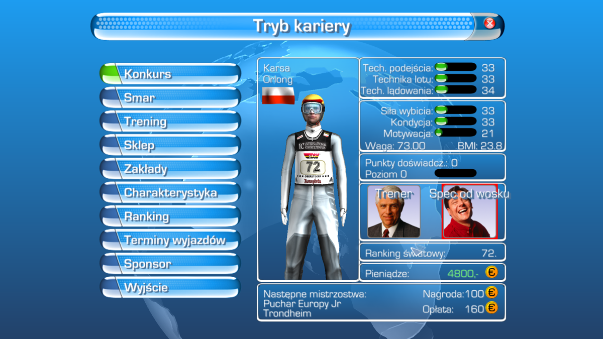 RTL Ski Jumping 2007 (Windows) screenshot: Career mode