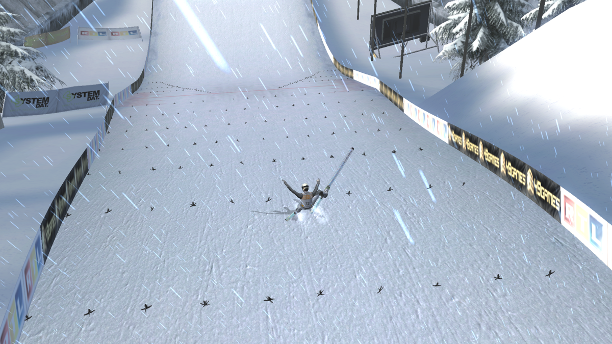 RTL Ski Jumping 2007 (Windows) screenshot: Fall from another view