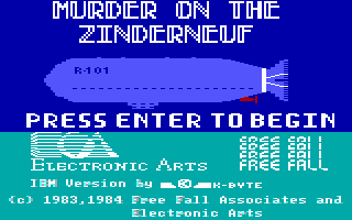 Murder on the Zinderneuf (PC Booter) screenshot: Title screen (PCjr)