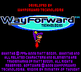 Shantae (Game Boy Color) screenshot: Shantae walking across WayForward logo