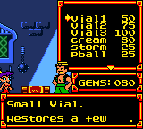 Shantae (Game Boy Color) screenshot: Town shop