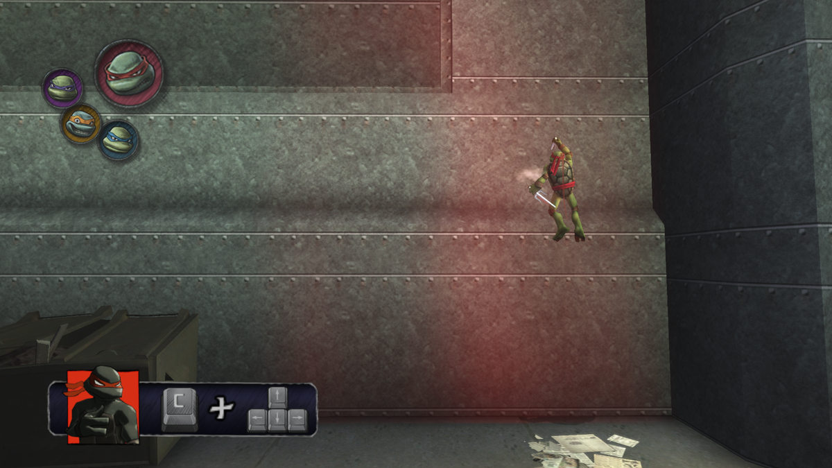 TMNT (Windows) screenshot: Mission 15. Using sai to climb the wall