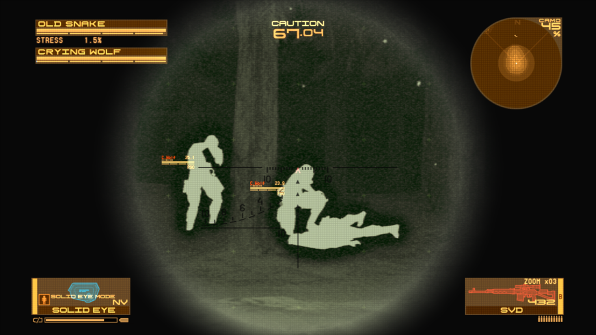 Metal Gear Solid 4: Guns of the Patriots (PlayStation 3) screenshot: Enhanced night vision - helpful in a snowstorm