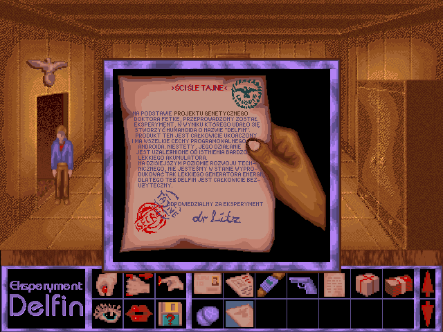 Eksperyment Delfin (DOS) screenshot: Experiment Delfin secret orders