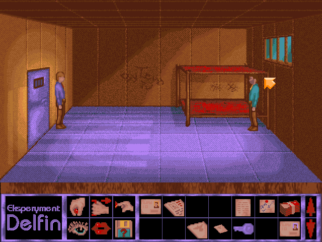 Eksperyment Delfin (DOS) screenshot: nside the jail with Grin