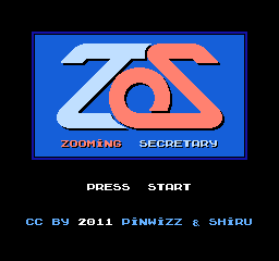 Zooming Secretary (NES) screenshot: Title screen