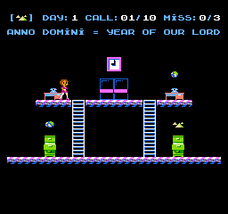 Zooming Secretary (NES) screenshot: Day 1, by the time you answer a phone call, the next one is usually already ringing