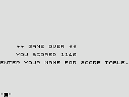 Centipede (ZX81) screenshot: Enter high score