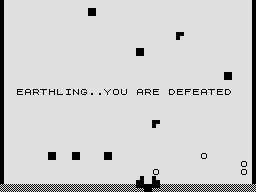 Centipede (ZX81) screenshot: Game over