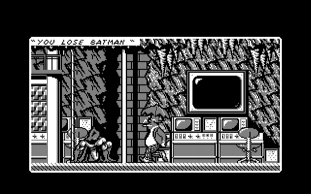 Batman: The Caped Crusader (DOS) screenshot: Bat-defeated by the Penguin! (CGA)