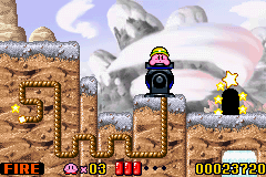 Kirby: Nightmare in Dreamland (Game Boy Advance) screenshot: Kirby is ready to blast off